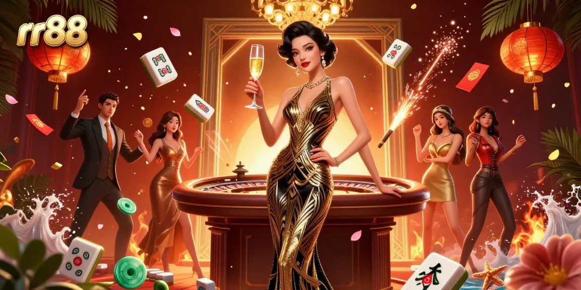 Experience thrilling gameplay with rr88 in this dazzling 3D casino scene featuring vibrant designs and dynamic action.