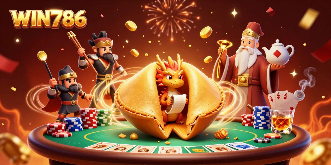 Experience exciting gameplay with WIN786, featuring a vibrant 3D illustration of casino elements and characters.