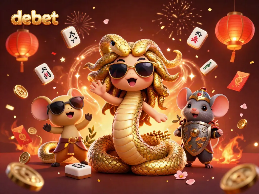 Experience the energy of debet with animated characters and festive casino elements in a vibrant 3D scene.