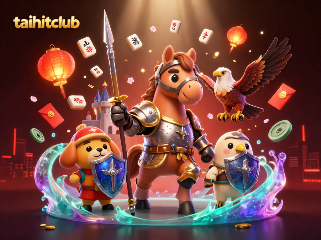 Engage with taihitclub's immersive gaming arena featuring a knight, squire, and falcon.