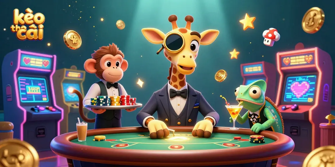 Experience exciting sports betting with kèo nhà cái amidst vibrant 3D characters and casino elements.