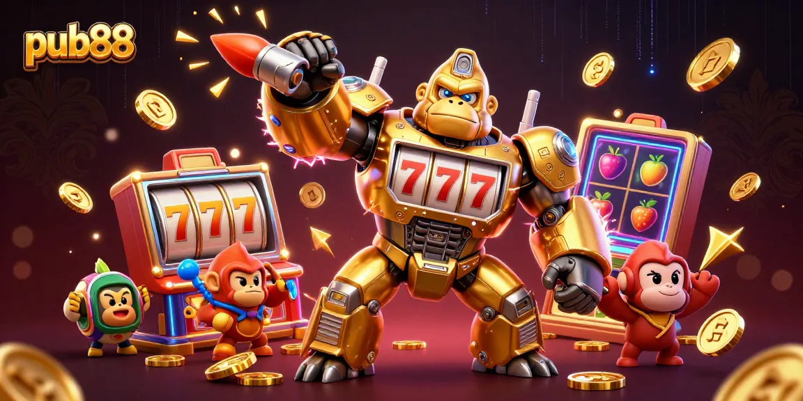 Engage with pub88 and experience the thrill of slot machine winnings in a dynamic illustration.