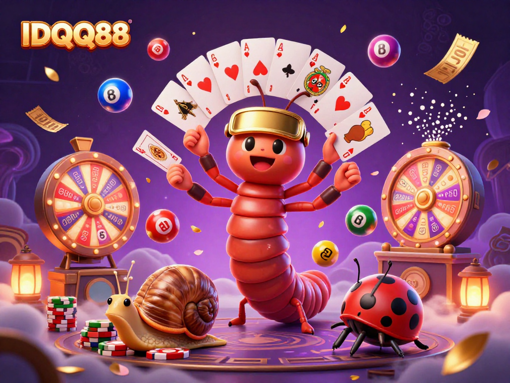 Experience winning at IDQQ88 with vibrant lottery balls, exciting characters, and engaging casino elements.
