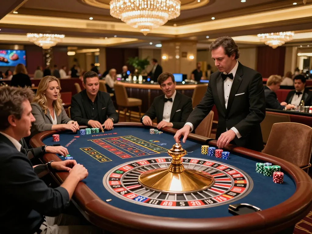 Engaging roulette gameplay at Go88 casino featuring eager players and a professional dealer.