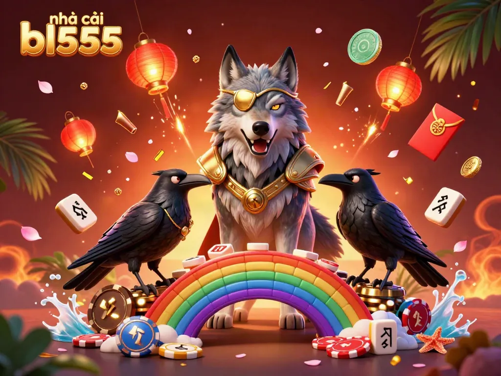 Experience excitement at nhà cái bl555, surrounded by colorful casino elements and legendary characters.
