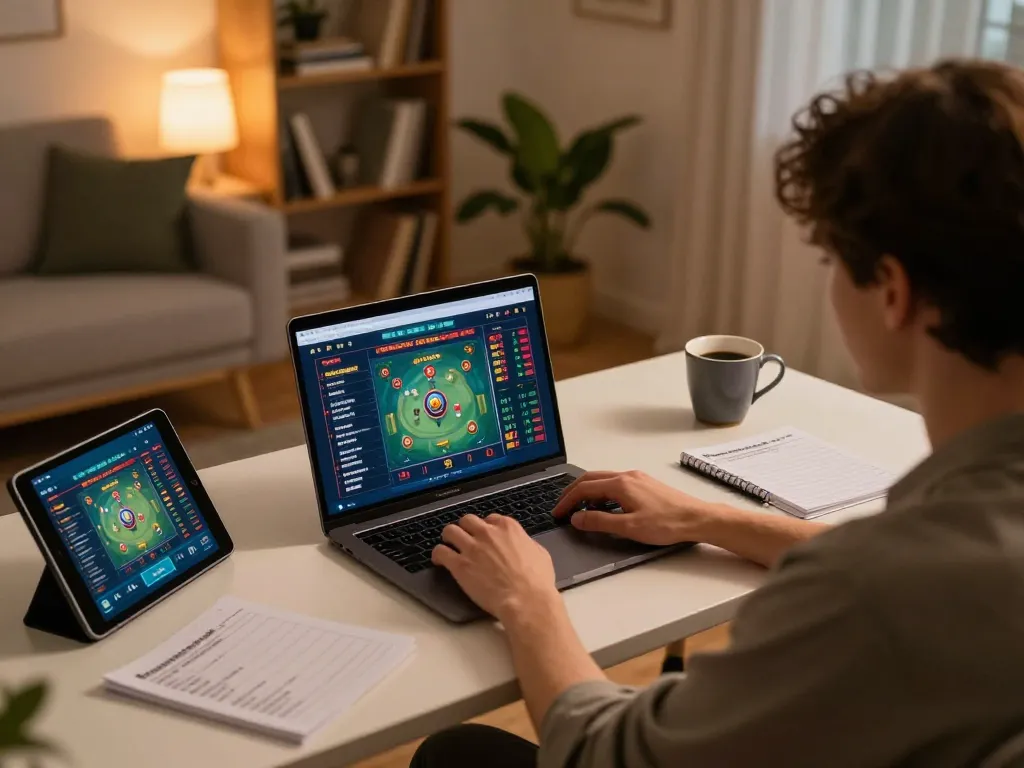Kèo nhà cái 88 betting scene showcasing online gambling interface on a laptop in a cozy home setting