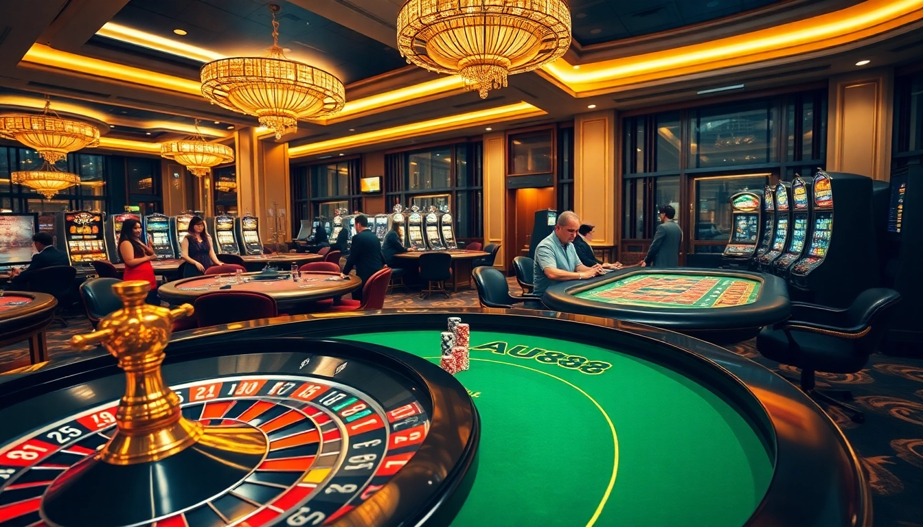 Experience the thrill of AU88 at a luxurious casino with vibrant poker and roulette games.