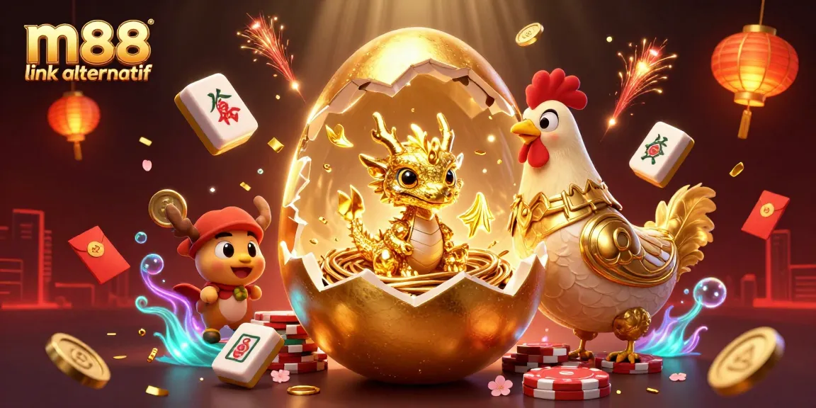 Experience thrilling bets at m88 link alternatif with a golden dragon surrounded by casino elements.