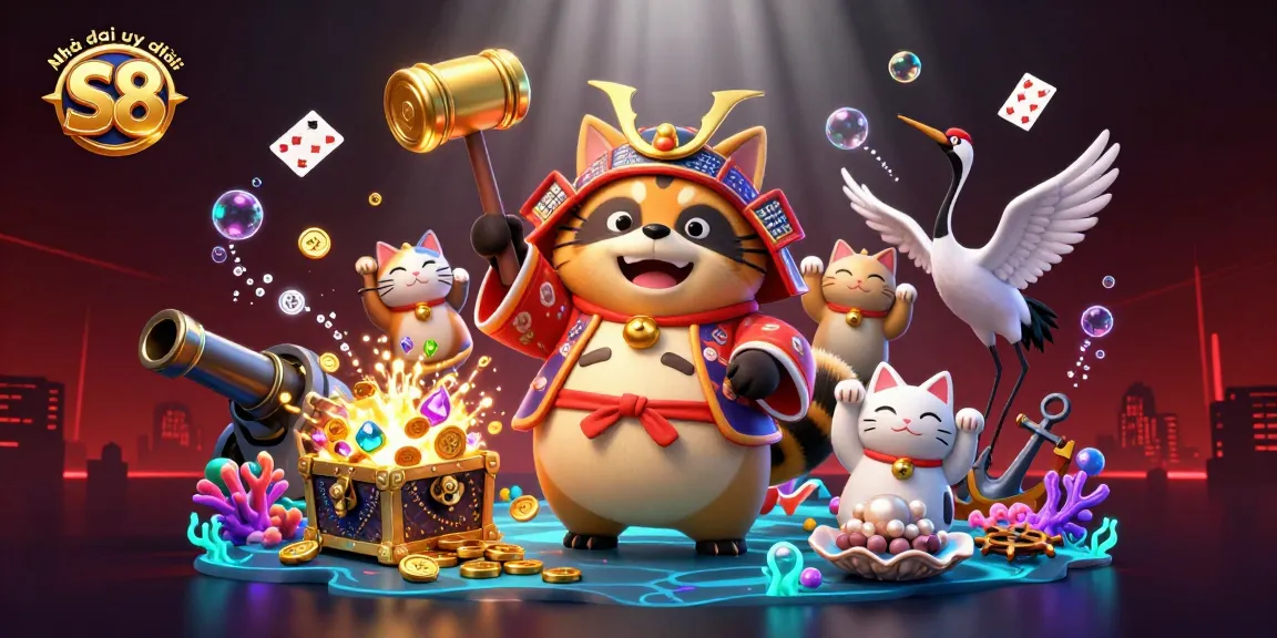 Experience the excitement at Nhà cái uy tín S8 with colorful characters, gems, and vibrant casino elements.
