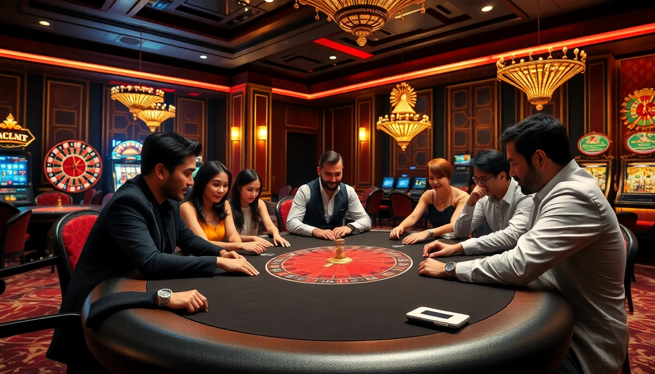 Engage in the thrilling atmosphere of Trang chủ Zbet's luxury casino with a vibrant poker game.