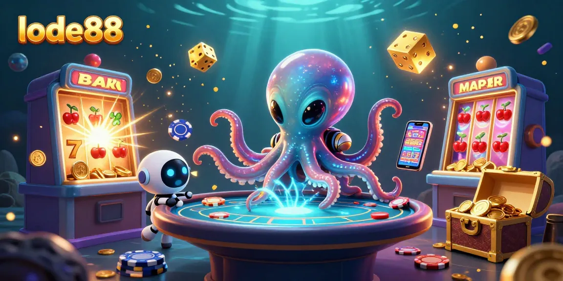 Experience high-stakes poker with lode88 as an alien octopus and robot bring excitement to your gaming!