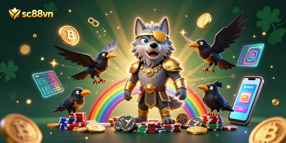 Experience thrilling gaming excitement with sc88vn's vibrant illustration of Norse characters amongst casino symbols.