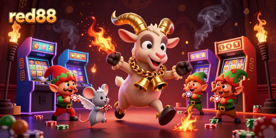 Experience the thrill of red88 with stunning characters in a vibrant holiday-horror casino scene.