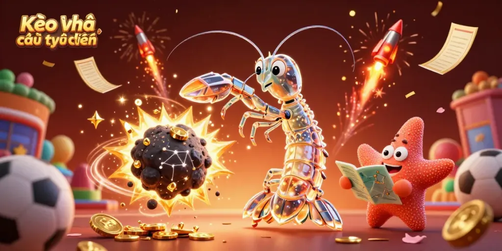 Experience the thrill of Kèo nhà cái trực tuyến with vibrant sports betting elements, energetic characters, and dynamic visuals.