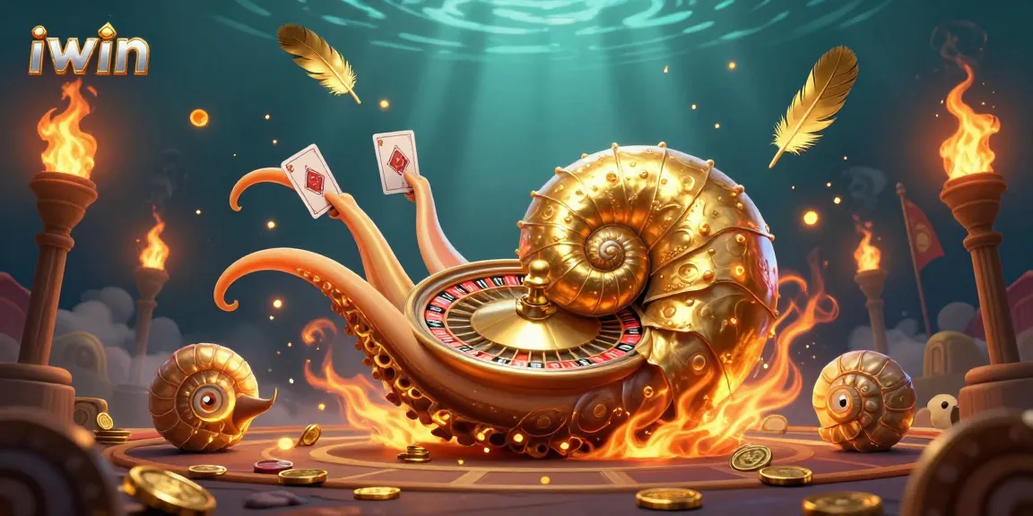 Engage in thrilling gameplay at iwin with a vibrant 3D casino scene depicting a nautilus roulette wheel.