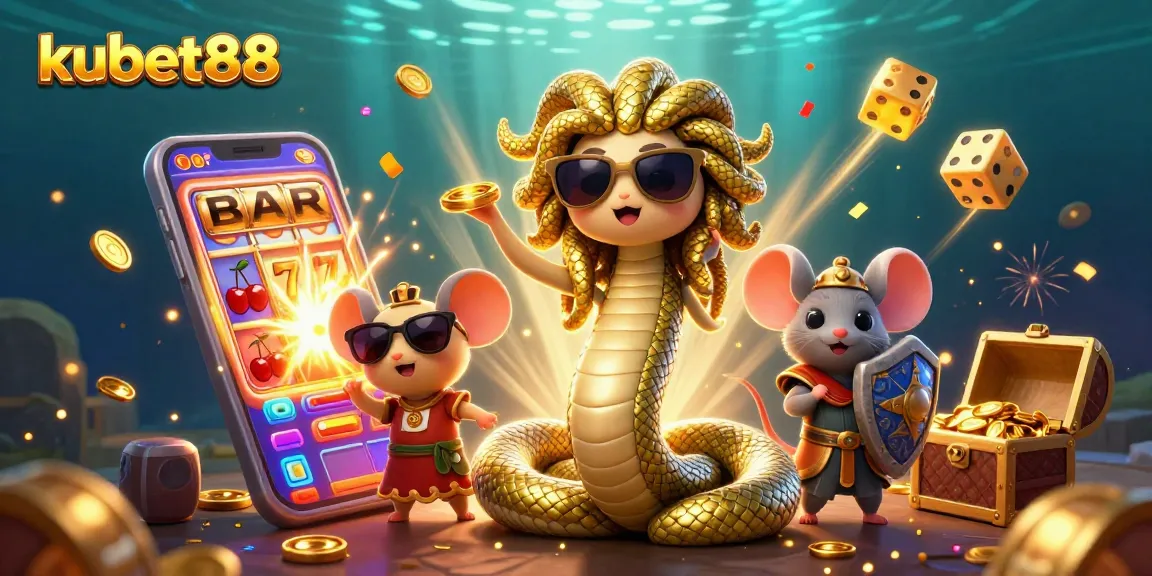 Spin and win with kubet88's colorful characters in a vibrant casino scene filled with excitement.