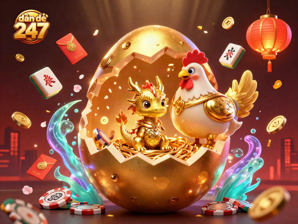 Engage in thrilling dàn đề 247 strategies with our vibrant 3D casino scene featuring lucky symbols and sparkling elements.