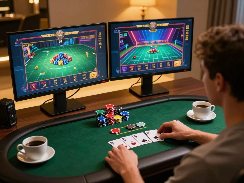 Player engaged in strategic gameplay on fly88mb casino website with vibrant game interfaces visible