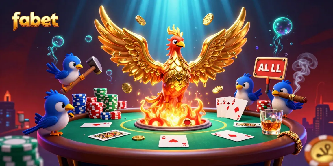 Experience winning moments at fabet with vibrant poker action in a lively casino scene illustration.