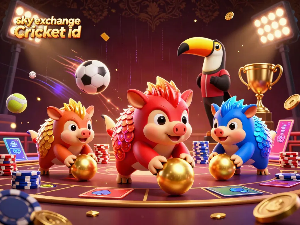Experience explosive action with the sky exchange Cricket id as pangolins roll in golden balls amidst lively sports dynamic.