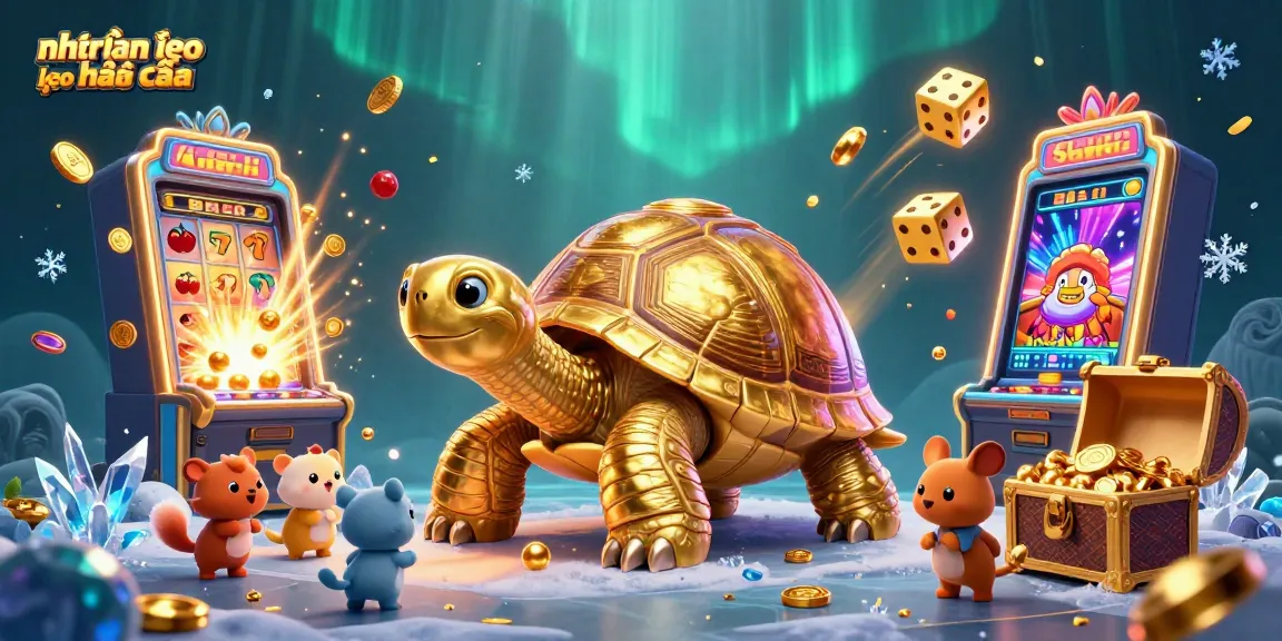 Engage in nhận định kèo nhà cái with excitement in a vibrant 3D casino scene featuring a golden tortoise pinball machine.