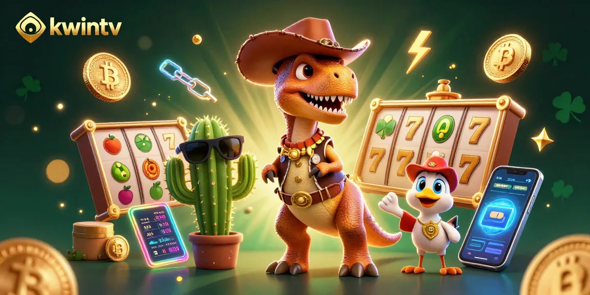 Engage with exciting winning slots on okwintv featuring dynamic T-Rex and friends in a vibrant casino scene.