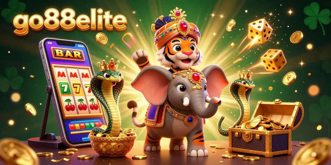 Experience the excitement of go88elite with a vibrant casino scene featuring a maharaja tiger and jackpot elements.