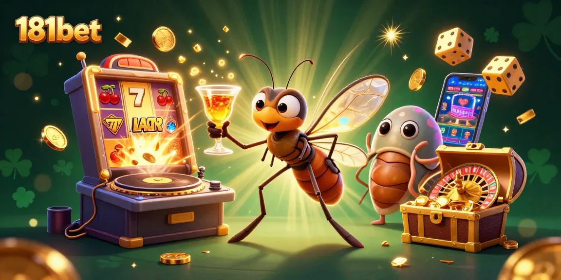 Experience the thrill of winning at 181bet with a vibrant casino scene featuring unique characters and dynamic game elements.