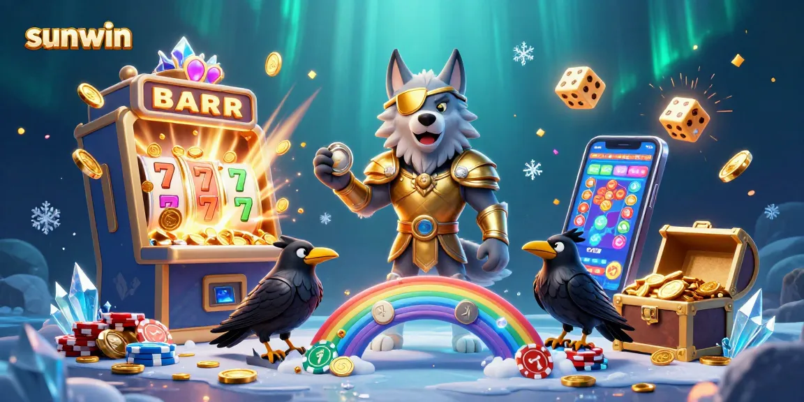 Experience thrilling wins with sunwin's vibrant casino illustration packed with Norse mythology.