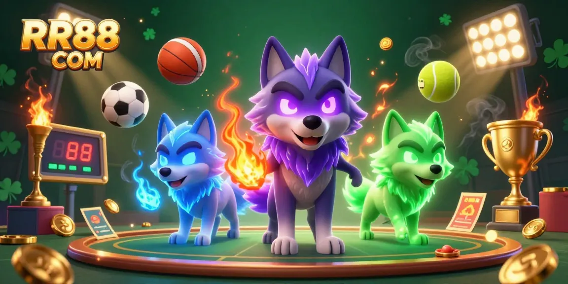 Engage with exciting gambling action at RR88 COM featuring a dynamic casino scene with sports and gaming elements.