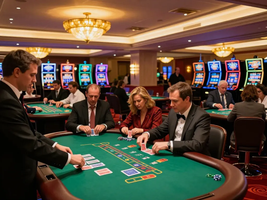 Experience the excitement at Trang chủ MM88 with players actively engaged at the blackjack tables.