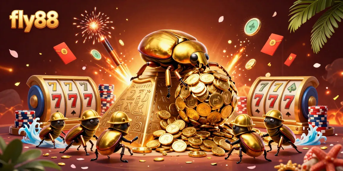 Experience thrilling gameplay with fly88, featuring colorful slot reels and vibrant casino elements.