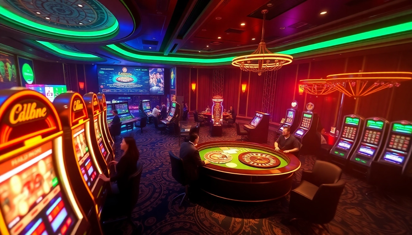 Exciting gameplay at link 8kbet with vibrant casino tables, roulette wheels, and dynamic online betting action.