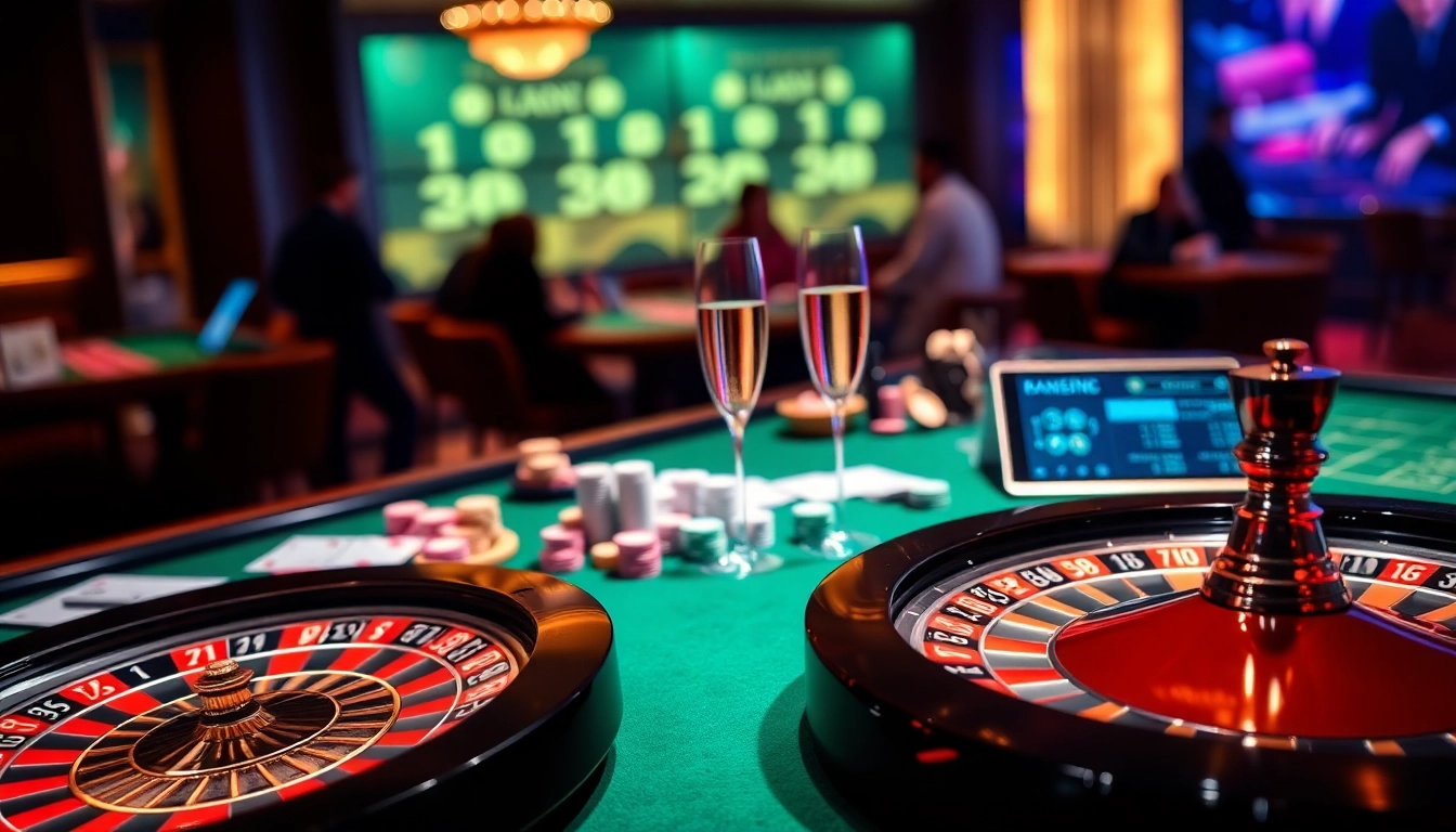 Experience thrilling gameplay at qh88 with luxurious casino atmosphere featuring roulette and poker.