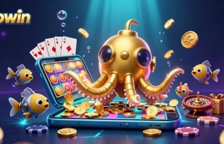 Tapwin rewards players in a fun underwater casino scene full of gold coins and game elements.