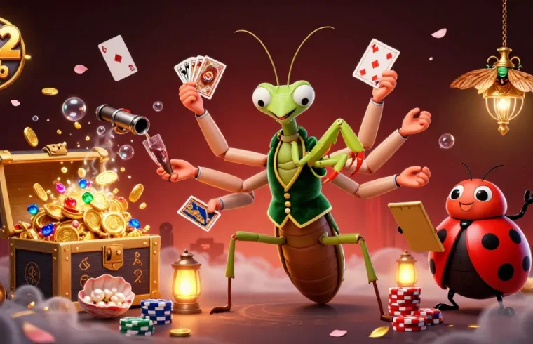 B52 Club chính thức showcases an epic 3D casino scene with a card sharp and pit boss among gold coins and floating cards.